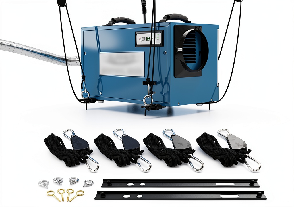 Installing Kregoem Dehumidifier Hanging Kit on a basement joist