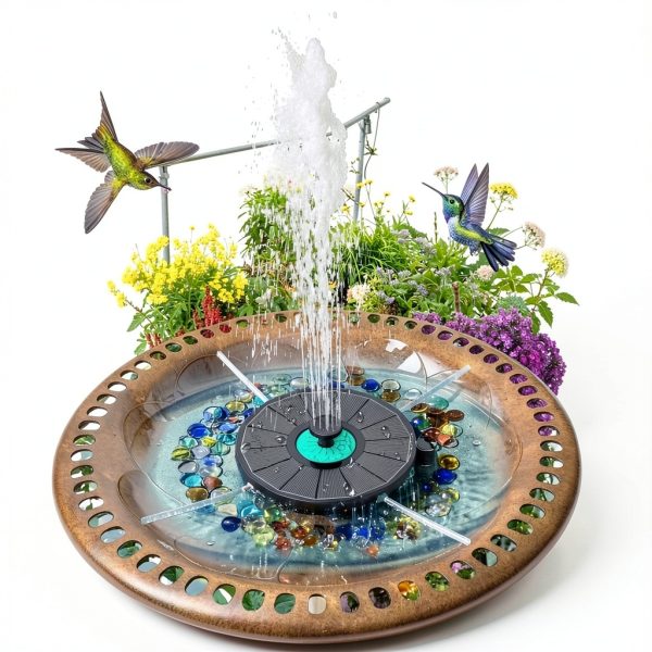 Solar Fountain GAIZERL 3.5W Cyan Flower Bird Bath - 7 Nozzle Solar-3