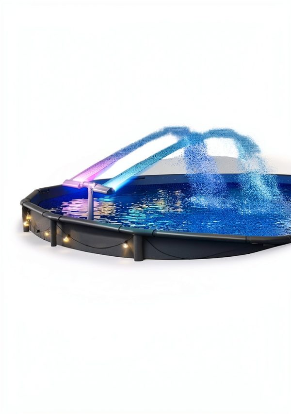 POOLHACKER Pool Fountains for Above Ground Pool, Pool Sprinkler Fountain, Gray, YC028-LED-SET-5