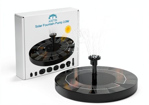 Solar Fountain Pump AISITIN 2.5W Upgrade with 6 Nozzles Black-5