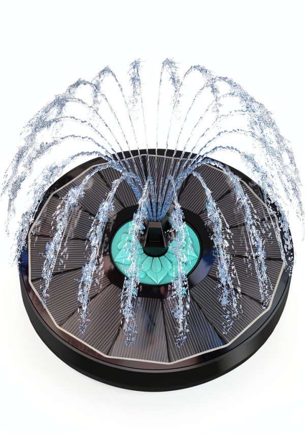 Solar Fountain GAIZERL 3.5W Cyan Flower Bird Bath - 7 Nozzle Solar-0