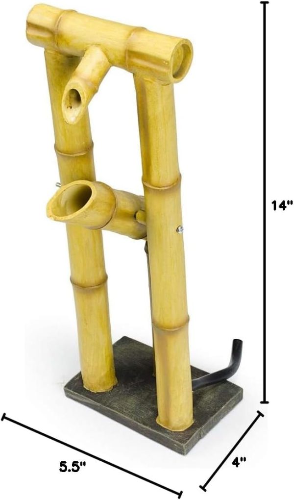 Aquascape Bamboo Fountain Deer Scarer Yellow 15in Poly Resin-5