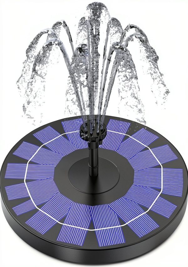 Solar Fountain Pump AISITIN 2.5W Upgrade with 6 Nozzles Black-0