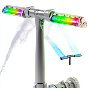 POOLHACKER Pool Fountains for Above Ground Pool, Pool Sprinkler Fountain, Gray, YC028-LED-SET-0