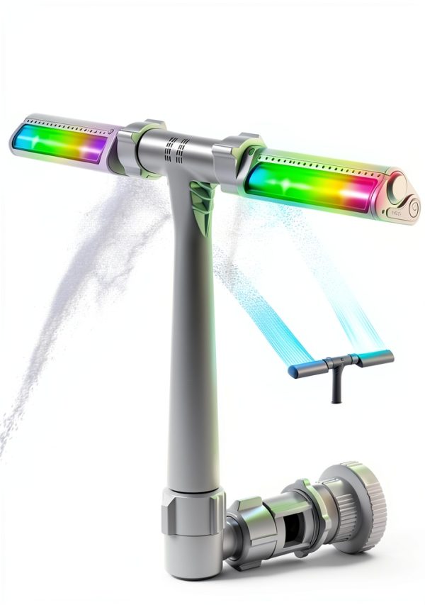 POOLHACKER Pool Fountains for Above Ground Pool, Pool Sprinkler Fountain, Gray, YC028-LED-SET-0
