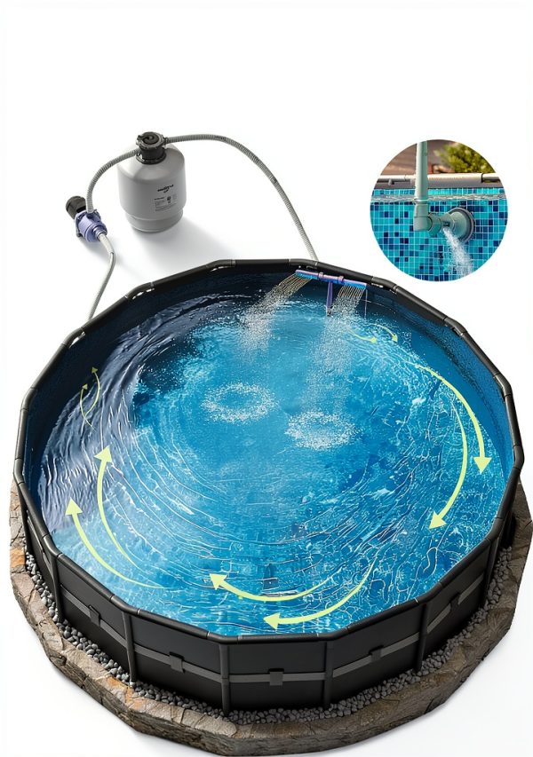 POOLHACKER Pool Fountains for Above Ground Pool, Pool Sprinkler Fountain, Gray, YC028-LED-SET-7