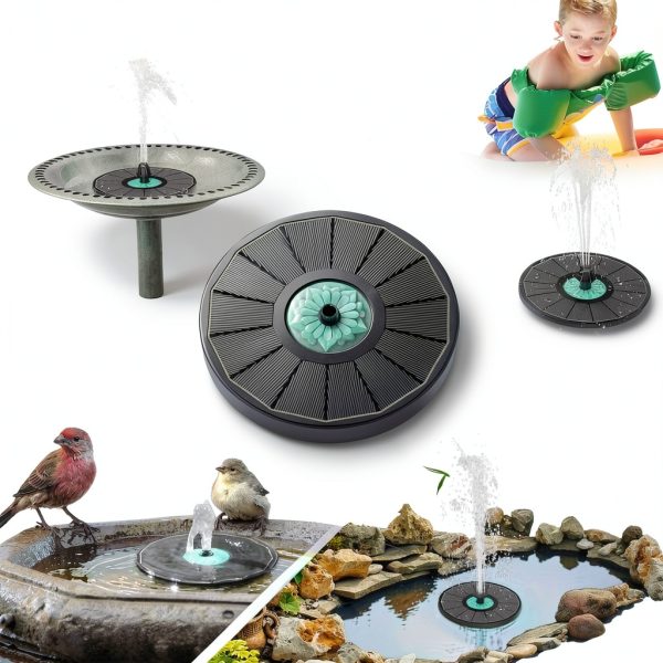 Solar Fountain GAIZERL 3.5W Cyan Flower Bird Bath - 7 Nozzle Solar-5