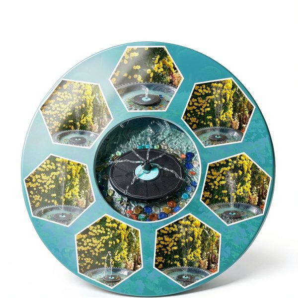 Solar Fountain GAIZERL 3.5W Cyan Flower Bird Bath - 7 Nozzle Solar-1